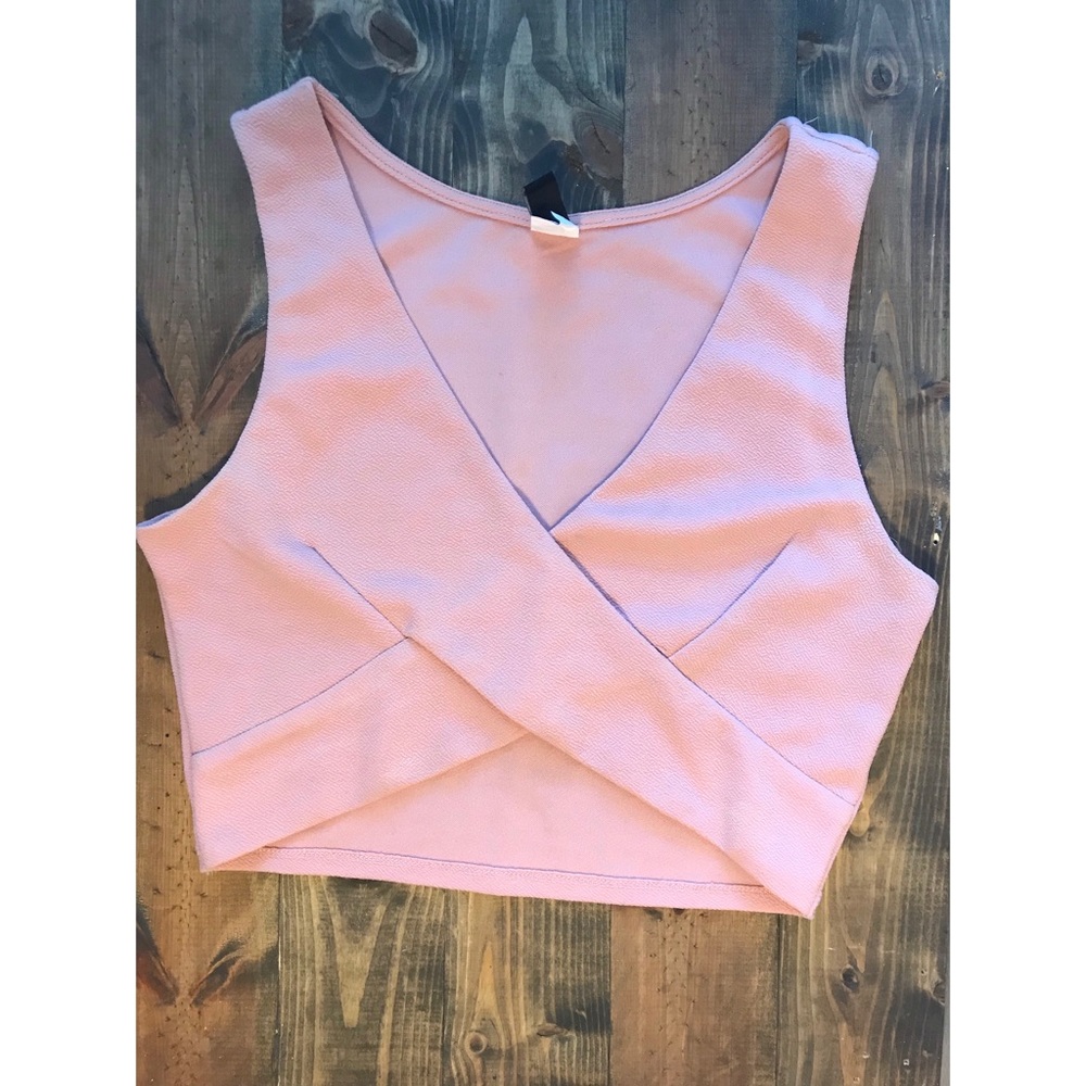Light pink cross crossed crop top